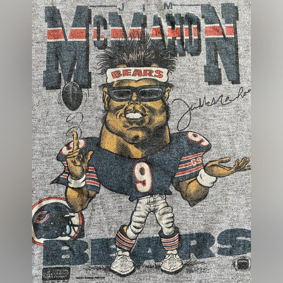 Vintage Jim McMahon caricature shirt - LARGE - Chicago Bears - 1987 - NFL - Picture 3 of 10